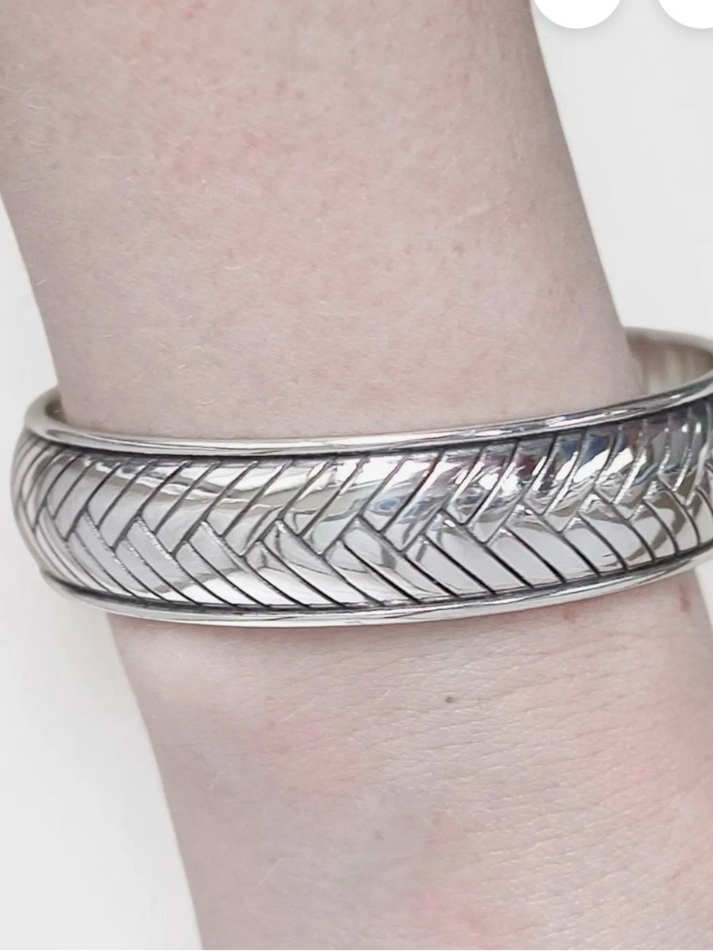 Brighton Silver Plated Carved Herringbone Bangle Bracelet - Picture 3 of 4